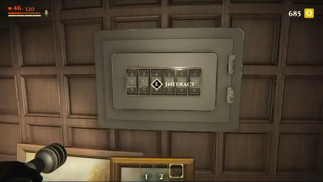 Invokyr code: the six-digit attic wall safe with its Interact prompt