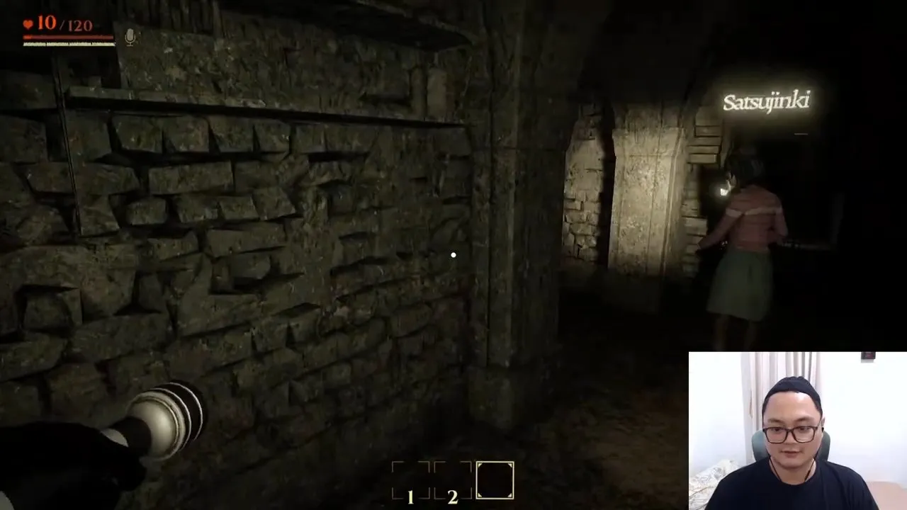 Invokyr ending: teammate moving through a dark stone corridor during the final trial
