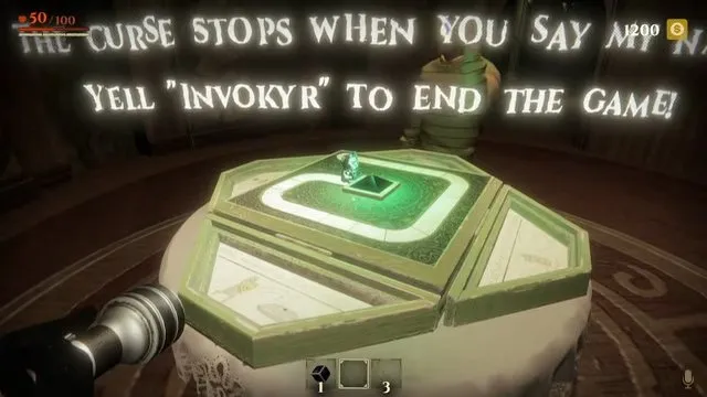 Invokyr how to play: glowing game board beneath YELL INVOKYR TO END THE GAME