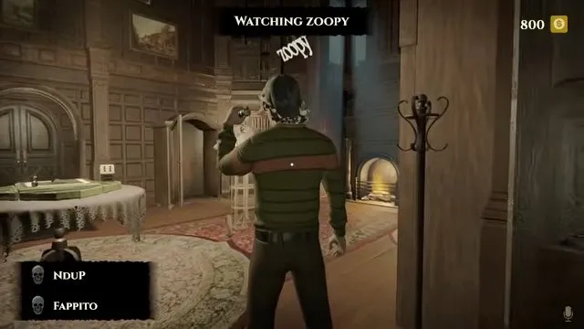 Invokyr how to play: teammate facing the game-room doorway during the watching-enemy sequence
